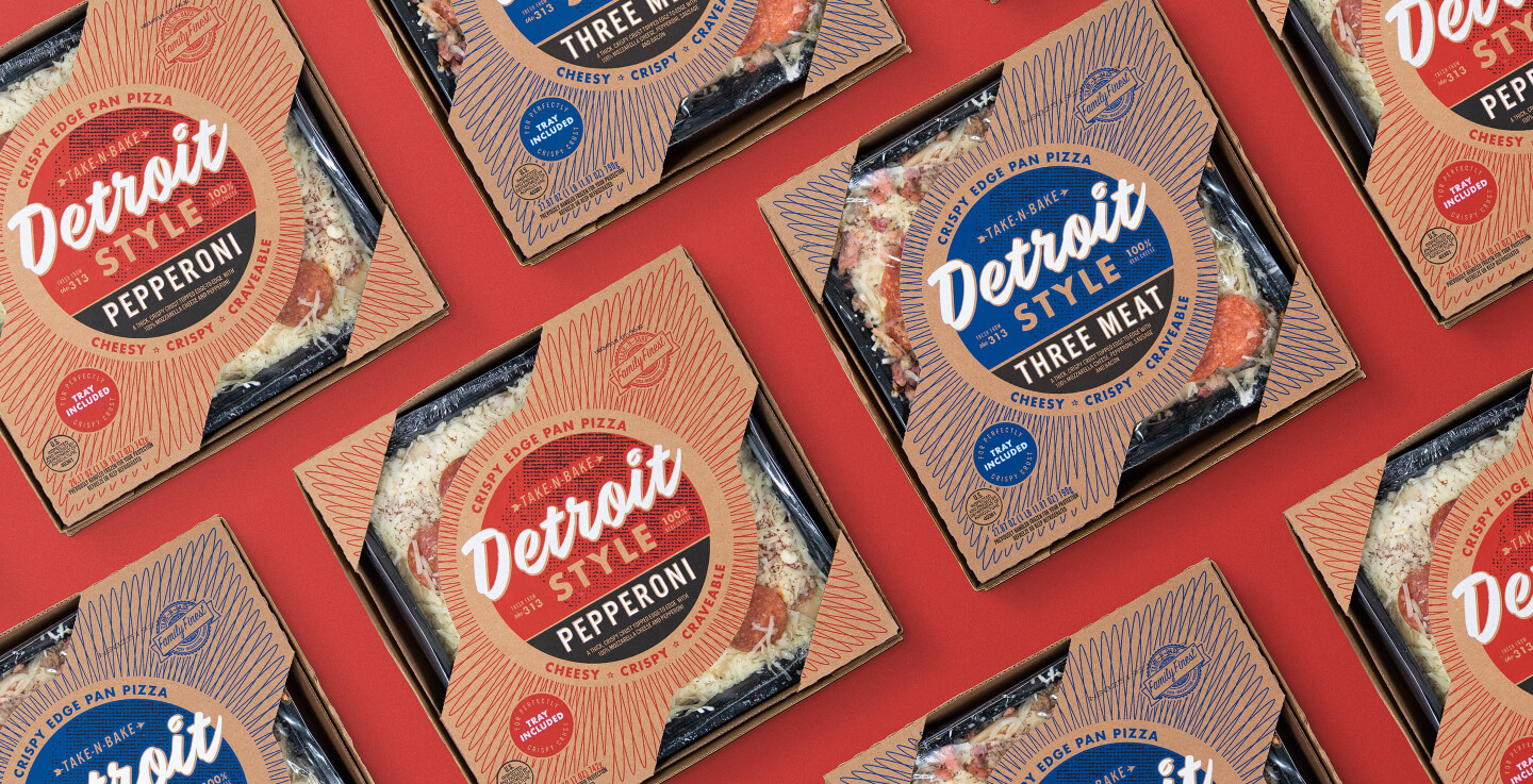 Family Finest Detroit Style Pizza Packaging