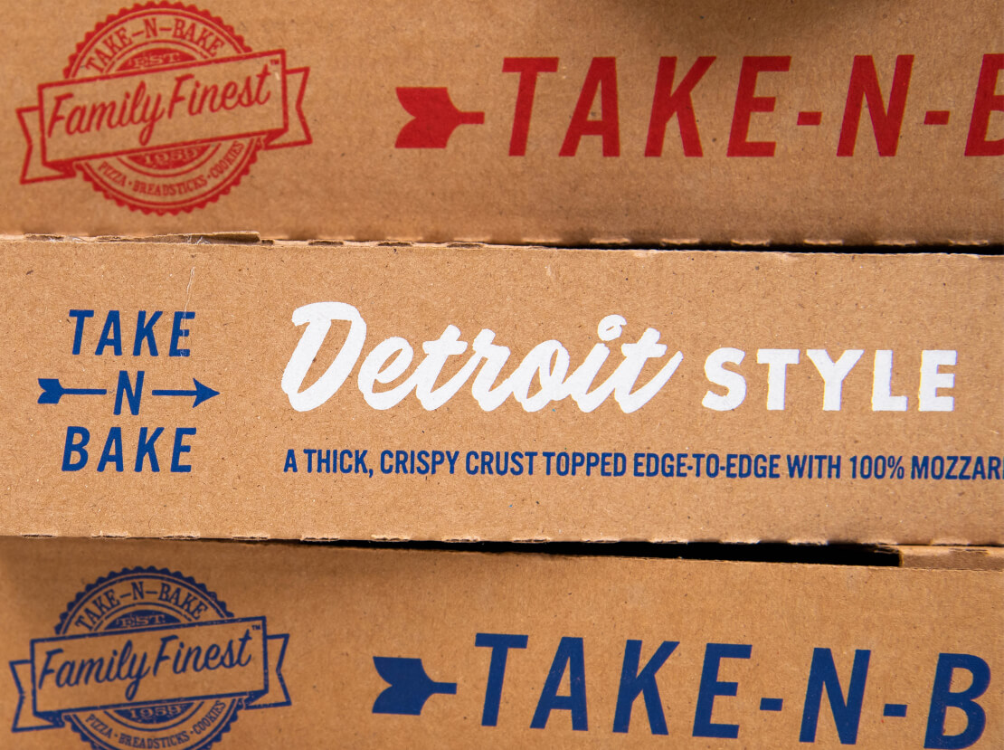 Family Finest Detroit Style Pizza Box Packaging Stacked